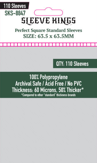 Perfect Square Standard Sleeves (63.5x63.5mm) 110 Pack, 60 Microns, SKS-8847 (ONLINE ORDER ONLY)