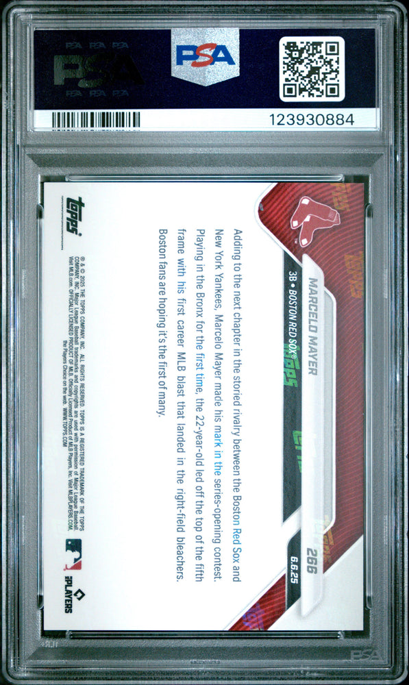Graded 2025 Topps Now Marcelo Mayer #266 Rookie RC Baseball Card PSA 10 Gem Mint (ONLINE ORDER ONLY)