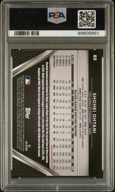 Graded 2024 Topps Chrome Black Shohei Ohtani #85 /99 Green Refractor Baseball Card PSA 10 Gem Mint (ONLINE ORDER ONLY)