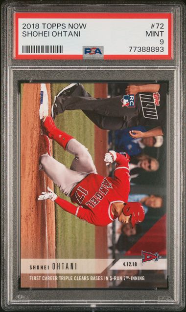 Graded 2018 Topps Now Shohei Ohtani #72 Rookie RC Baseball Card PSA 9 Mint (ONLINE ORDER ONLY)