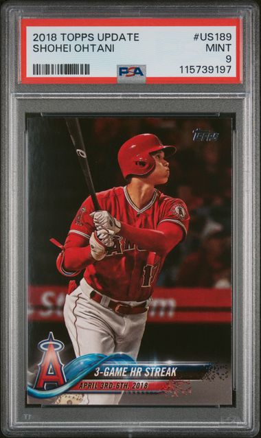 Graded 2018 Topps Update Shohei Ohtani #US189 Rookie RC Baseball Card PSA 9 Mint (ONLINE ORDER ONLY)