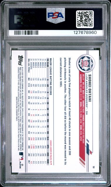 Graded 2025 Topps All Star Game Shohei Ohtani #50 /150 Blue Foil Baseball Card PSA 9 Mint (ONLINE ORDER ONLY)