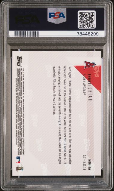 Graded 2018 Topps Now Shohei Ohtani #6W Moment Week Gold Winner Rookie RC Baseball Card PSA 10 Gem Mint (ONLINE ORDER ONLY)