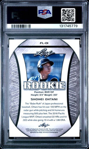 Graded 2018 Leaf Rookie Shohei Ohtani #FL-01 Exclusive Flag Rookie RC Baseball Card PSA 10 Gem Mint (ONLINE ORDER ONLY)