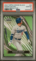 Graded 2024 Topps Chrome Black Shohei Ohtani #85 /99 Green Refractor Baseball Card PSA 10 Gem Mint (ONLINE ORDER ONLY)