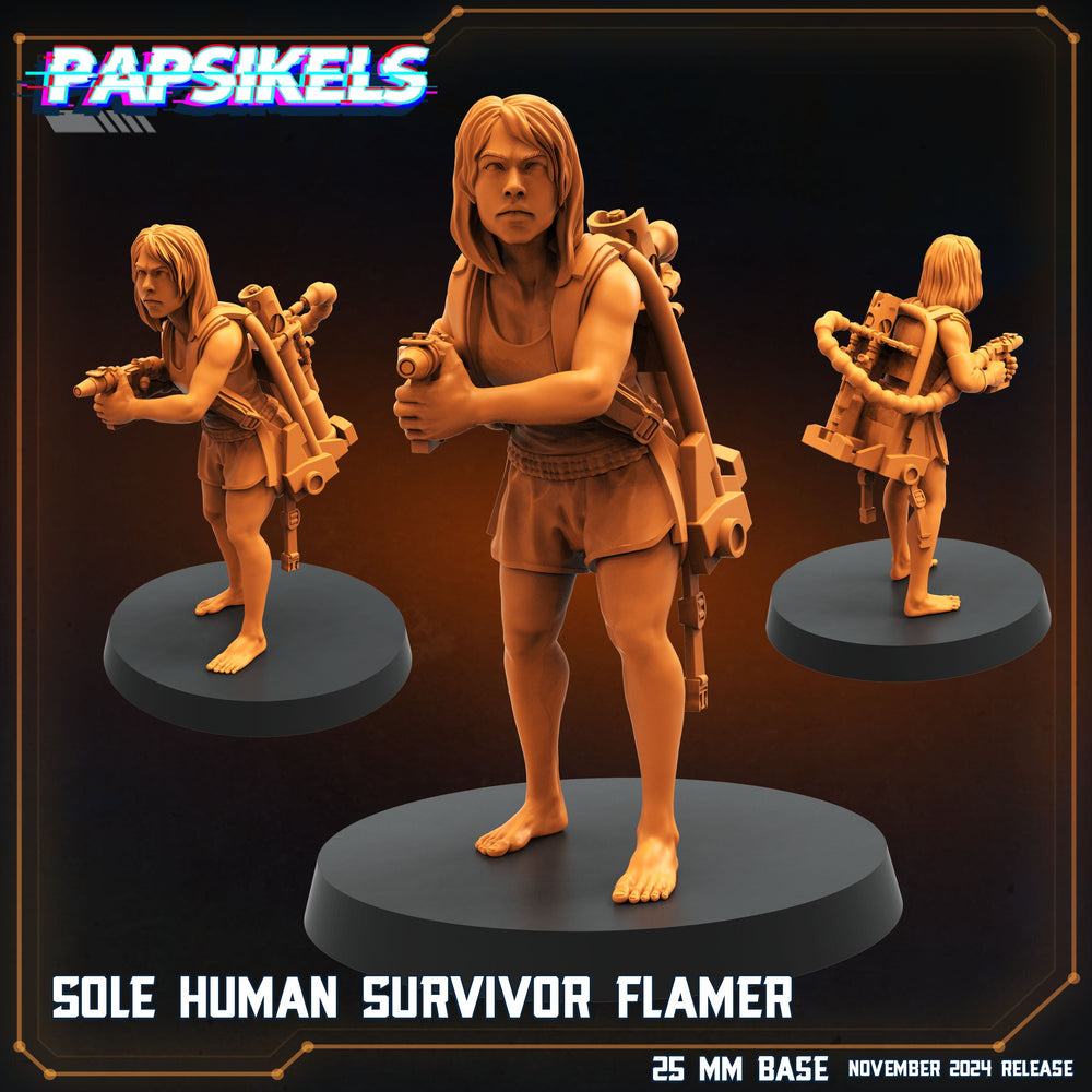 3D Printed Papsikels Sole Human Survivor Flamer Nov 2024 Scifi 28mm 32mm (Online Only)