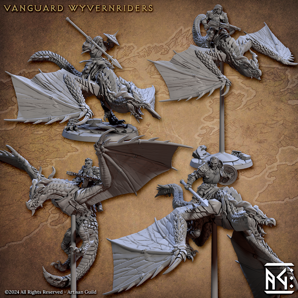 3D Printed Artisan Guild Vanguard Wyvernriders Vanguard Fighters Set 28mm 32mm (Online Only)