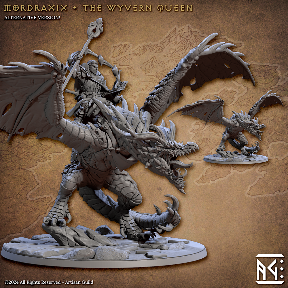 3D Printed Artisan Guild Modrdaxix the Wyvern Queen Vanguard Fighters Set 28mm 32mm (Online Only)