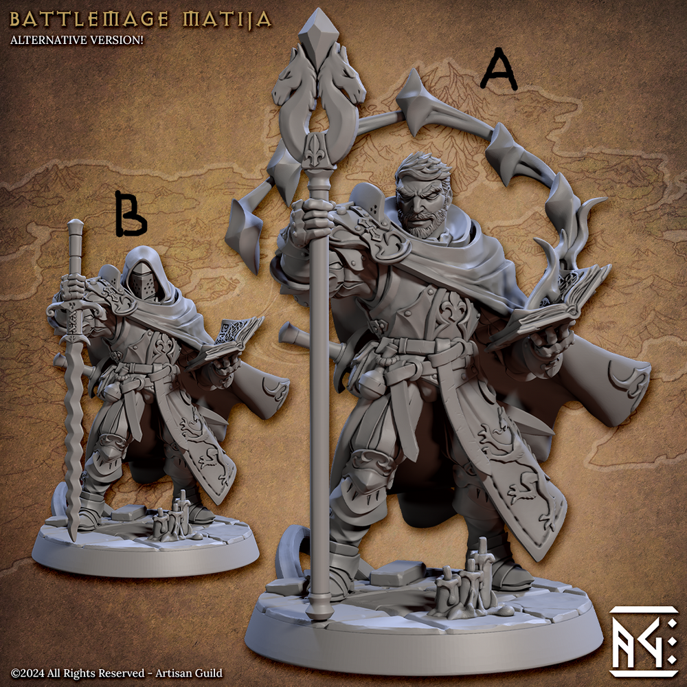 3D Printed Artisan Guild Battlemage Matija Vanguard Fighters Set 28mm 32mm (Online Only)