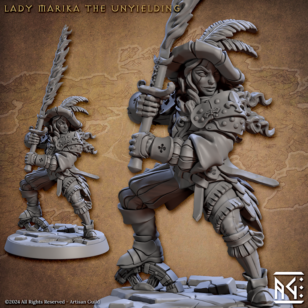 3D Printed Artisan Guild Lady Marika the Unyielding Vanguard Fighters Set 28mm 32mm (Online Only)