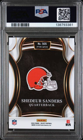 Graded 2024 Panini Select Shedeur Sanders #505 XRC Silver Prizm Rookie RC Football Card PSA 10 Gem Mint (ONLINE ORDER ONLY)