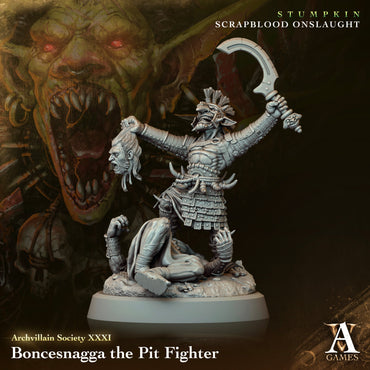 3D Printed Archvillain Games Archvillain Society Vol XXXI - Boncesnagga The Pit Fighter 28mm 32mm D&D (Online Only)
