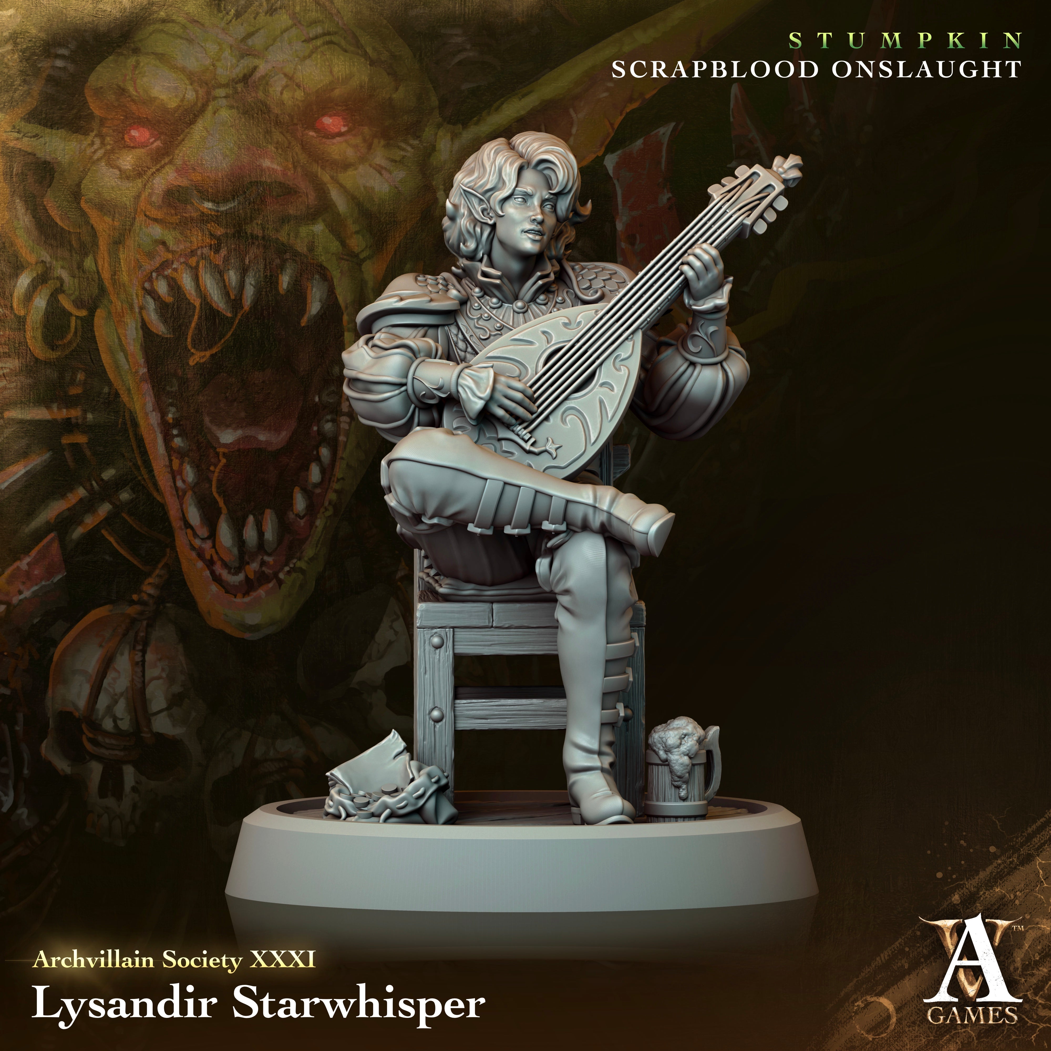 3D Printed Archvillain Games Archvillain Society Vol XXXI - Lysandir Starwhisper 28mm 32mm D&D (Online Only)