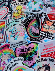 Mystery Unhinged Cute Sticker Pack – Funny Glitter Aesthetic Vinyl Stickers with Sass and Chaos for Laptops, and Water Bottles (Online Order Only)