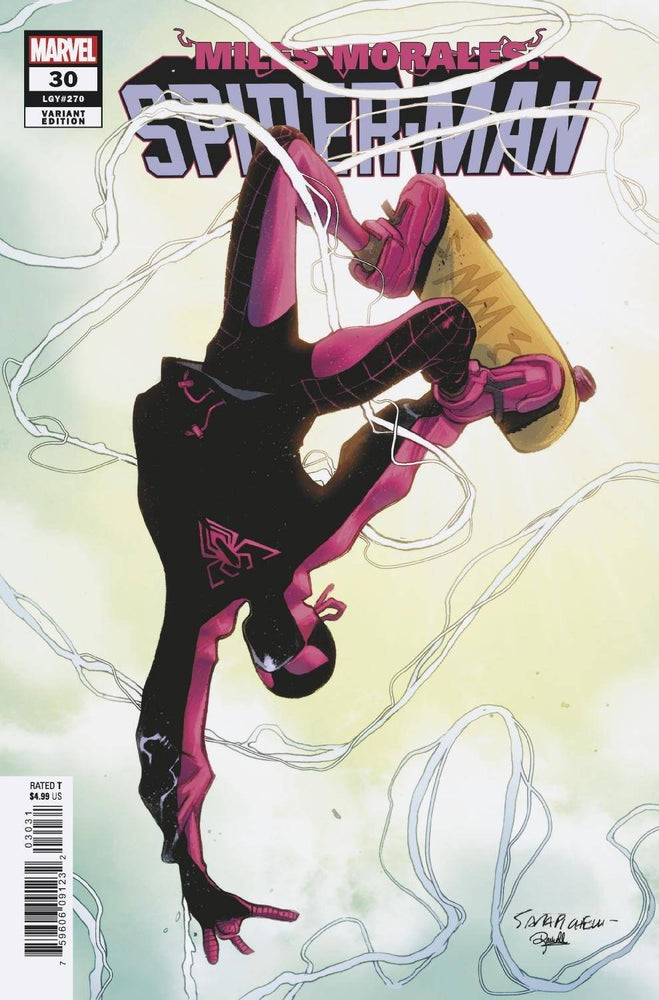 Miles Morales Spider-Man #30 B Sara Pichelli Variant Skateboard Handstand (09/29/2021) Marvel (ONLINE ORDER ONLY)