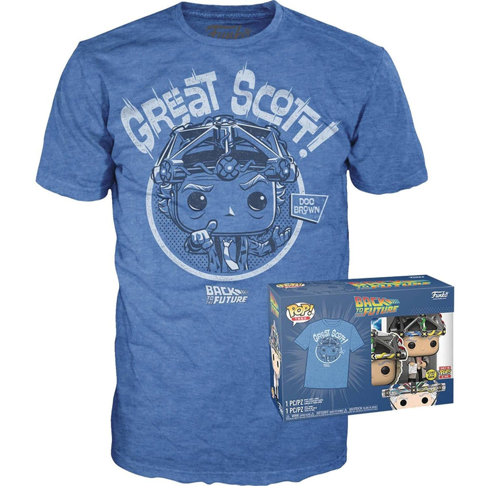 Funko POP! Tees - Back to the Future "Glow in the Dark" Pop Vinyl Doc Brown w/Helmet, plus Unisex T-Shirt (ONLINE ORDER ONLY)