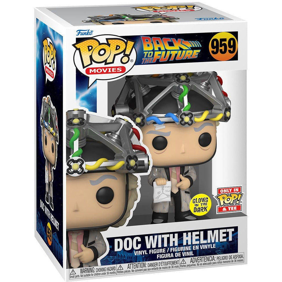 Funko POP! Tees - Back to the Future "Glow in the Dark" Pop Vinyl Doc Brown w/Helmet, plus Unisex T-Shirt (ONLINE ORDER ONLY)