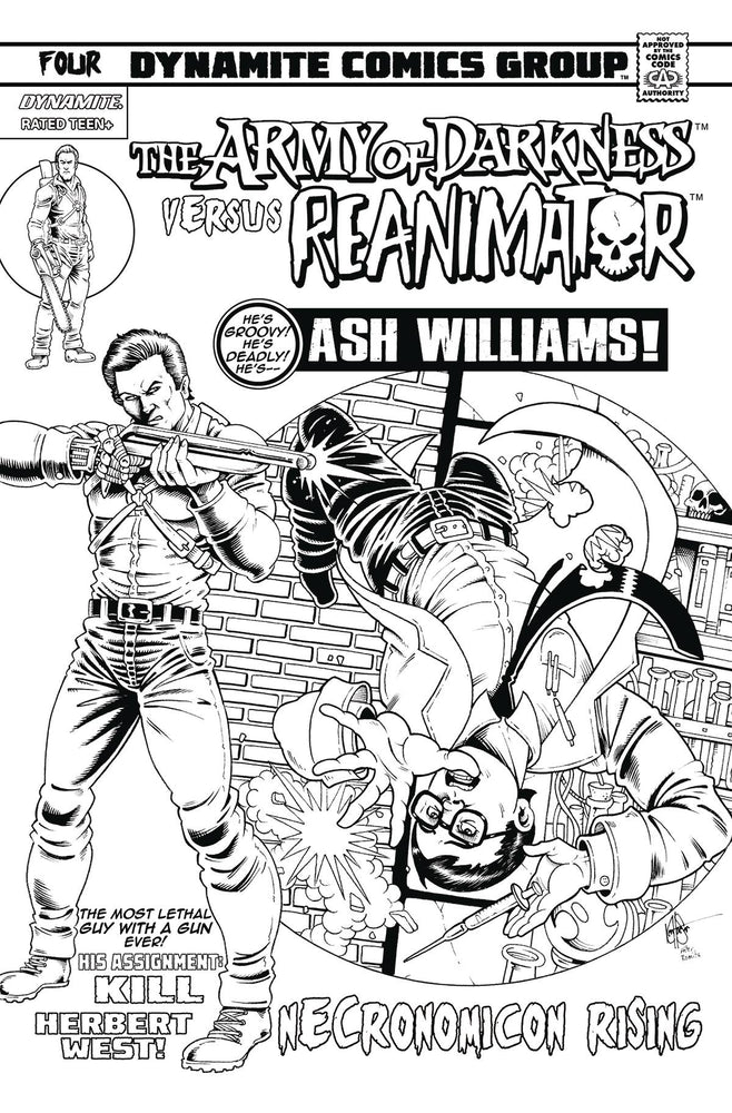 Aod Vs Reanimator Necronomicon Rising #4 L 1:7 Ken Haeser Amazing Spider-Man 129 Homage B&W FOC Variant (10/26/2022) Dynamite (ONLINE ORDER ONLY)