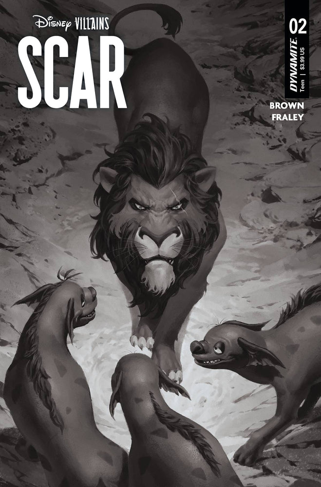 DISNEY VILLAINS SCAR #2 S 1:7 FOC YOON B&W Variant (05/10/2023) Dynamite (ONLINE ORDER ONLY)