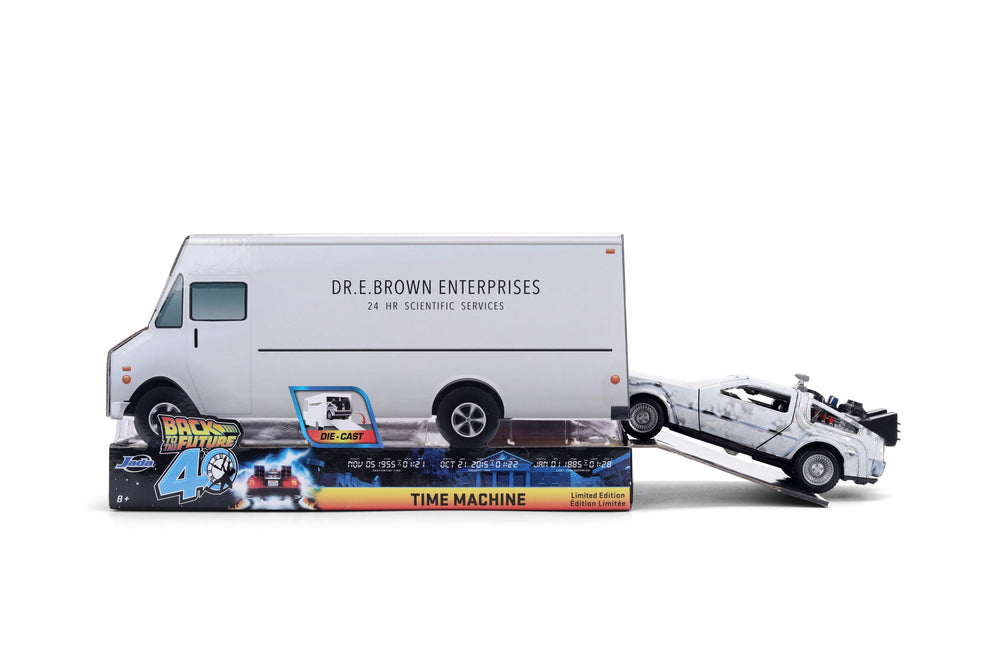 Back to the Future die-cast 1:32 scale 40th Anniversary "Hollywood Rides" DeLorean Time Machine (Frost Finished) (ONLINE ORDER ONLY)
