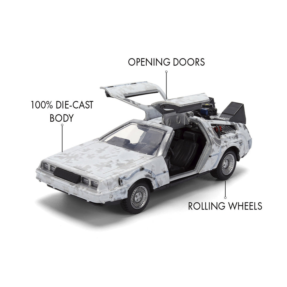 Back to the Future die-cast 1:32 scale 40th Anniversary "Hollywood Rides" DeLorean Time Machine (Frost Finished) (ONLINE ORDER ONLY)