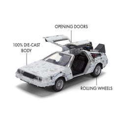 Back to the Future die-cast 1:32 scale 40th Anniversary "Hollywood Rides" DeLorean Time Machine (Frost Finished) (ONLINE ORDER ONLY)
