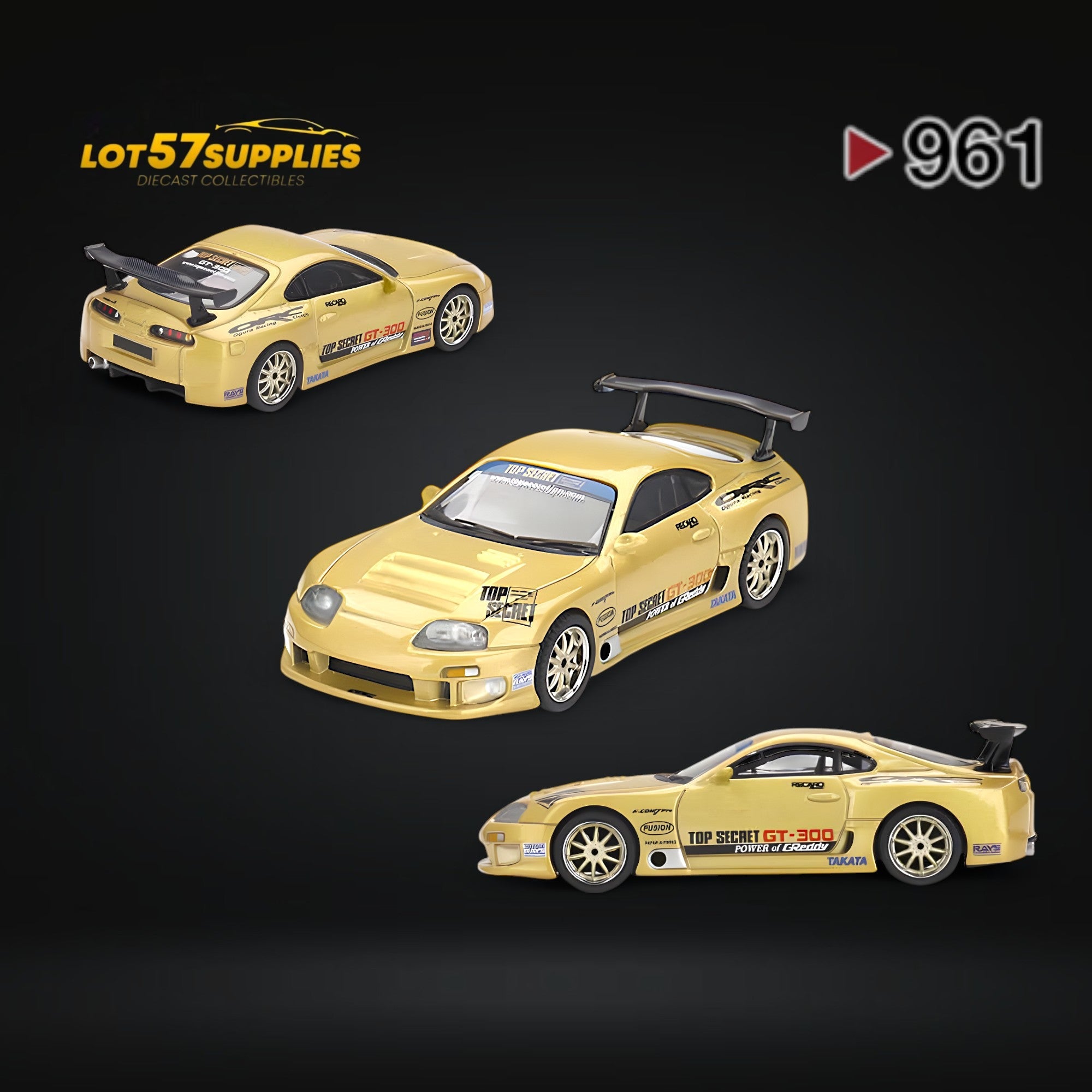 (Pre-Order) Mini-GT Toyota Supra (A80) Top Secret GT-300 Top Secret Gold 1:64 MGT00961 (ONLINE ORDER ONLY)