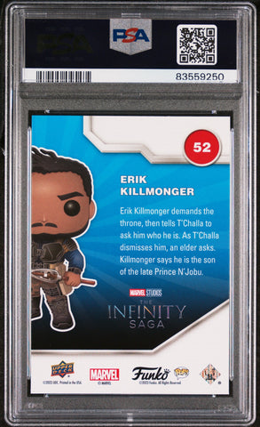 2023 UPPER DECK FUNKO POP MARVEL  ERIK KILLMONGER PLATINUM #52  PSA 10 (Online Order Only)