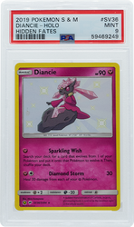 2019 POKEMON SUN & MOON HIDDEN FATES DIANCIE HOLO #SV36 PSA 9 (Online Order Only)