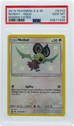 2019 POKEMON SUN & MOON HIDDEN FATES NOIBAT HOLO #SV43 PSA 10 (Online Order Only)