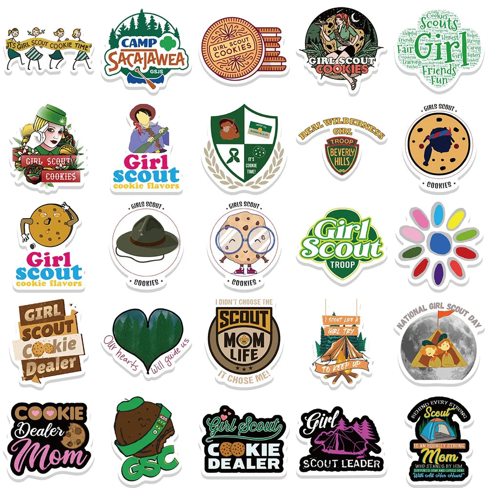10/30/50PCS Girl Scout Movie Stickers Cartoon Graffiti Decals DIY Phone Notebook Suitcase Bike Laptop Skateboard Car Sticker Toy (ONLINE ORDER ONLY)