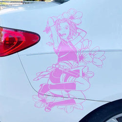 Anime Large Pattern Car Sticker Japanese Anime Cherry Blossom Decoration Window Side Auto Parts Girl Vinyl Decals (ONLINE ORDER ONLY)