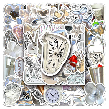 10/30/50PCS Cool Silver Stickers Graffiti Ins Style Cute Decals Motorcycle Phone Skateboard Laptop Bike Kids DIY Waterproof Toys (ONLINE ORDER ONLY)