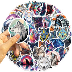 50pcs Wolf Collection Stickers Cartoon DIY Skateboard Phone Case Laptop Waterproof Cool Dark Animal Sticker Decals Toy (Online Order Only)