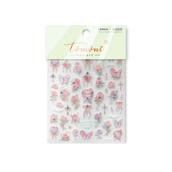 Pink Rose Flower Rambler Heart Bowknot Butterfly Shiny Soft Relief Adhesive Nail Art Stickers Romantic Spring 3D Manicure Decals (ONLINE ORDER ONLY)