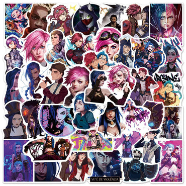 10/30/50pcs Cool Cartoon Arcane Game Stickers Anime DIY Phone Case Guitar Notebook Bike Car Waterproof Sticker Decal for Kid Toy (Online Order Only)