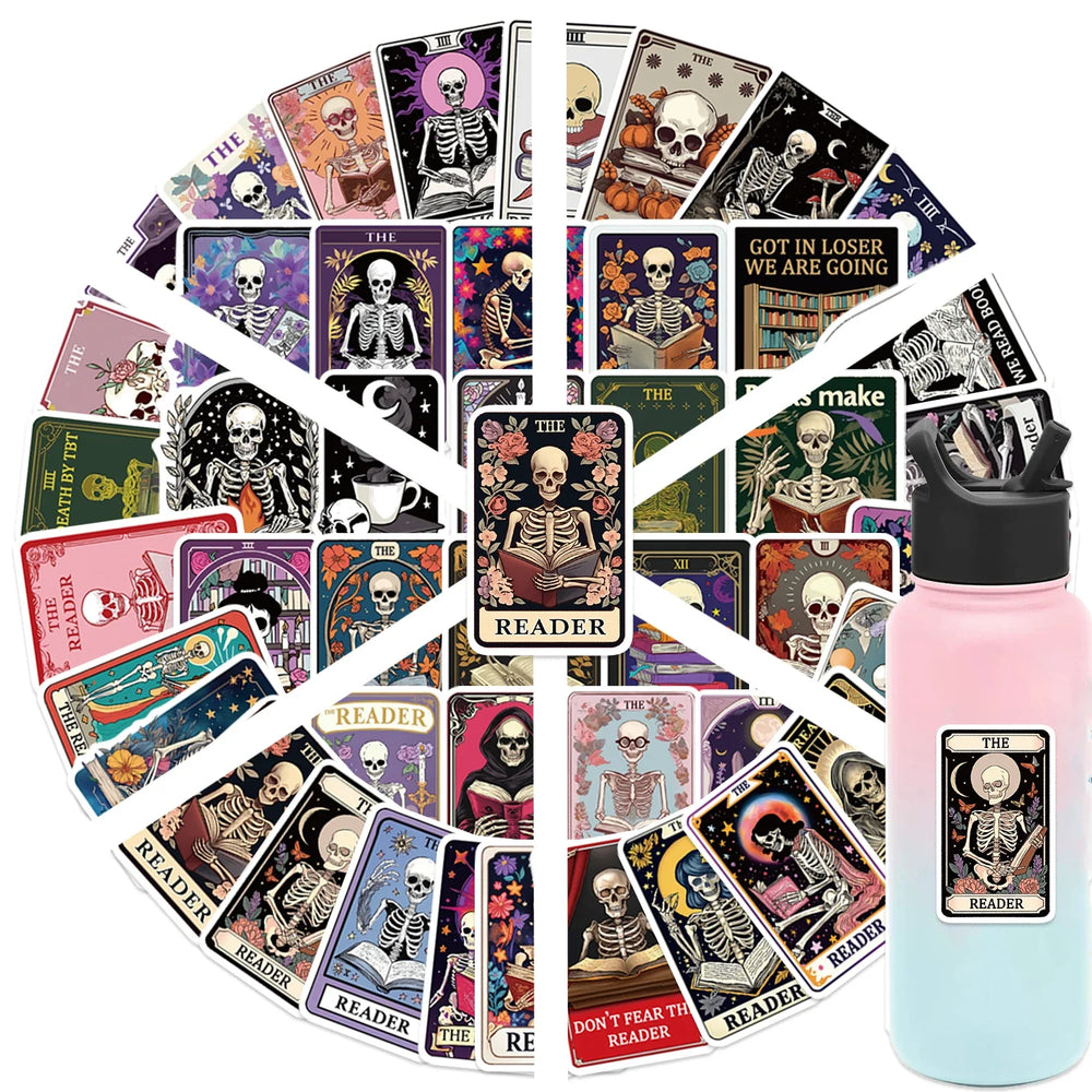 50PCS Creative The Reader Dusty Tarot Card Stickers Phone Cases Laptop DIY Personalized Waterproof Stickers Decorative (ONLINE ORDER ONLY)