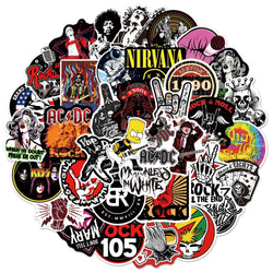 54pcs Vintage Rock Music Stickers for Scrapbook Guitar Laptop Phone Craft Supplies (Online Order Only)