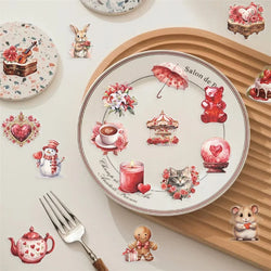 50PCS Kawaii Red Love PET Sticker Aesthetic Decoration Scrapbooking Stationery DIY Hand Accounting Supplies for Kids (ONLINE ORDER ONLY)