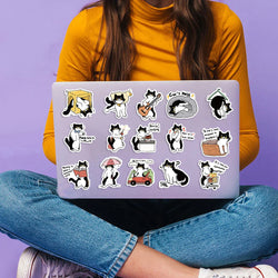50PCS Cute Cow Cat Stickers Vinyl Waterproof Funny Cats Decals for Water Bottle Laptop Skateboard Scrapbook Luggage Kids Toys (ONLINE ORDER ONLY)
