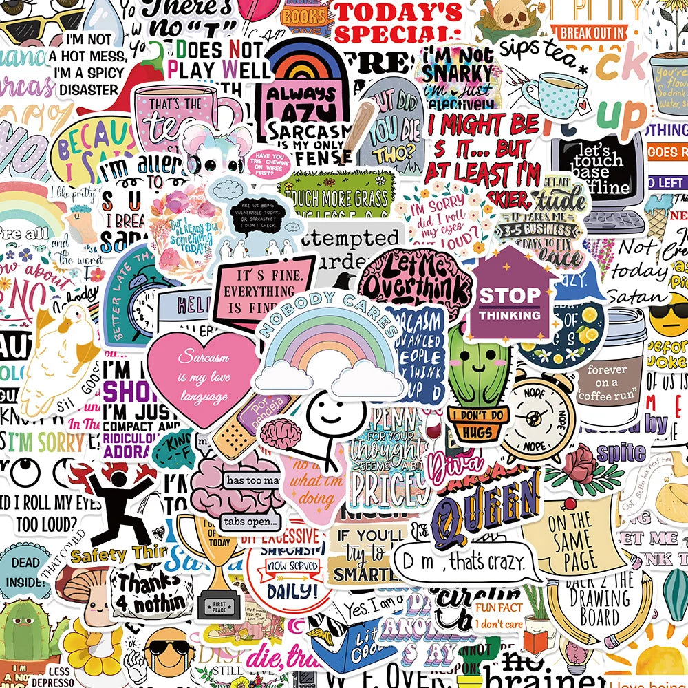 50PCS Funny Sarcastic Meme Sticker Pack for Laptop, Phone, Suitcase, Car, Bottle (ONLINE ORDER ONLY)