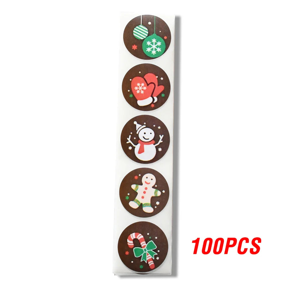 100-500pcs Merry Christmas DIY Handmade Sticker Package Thank You Label Sealing Stickers Party Festive Decor Supplies Children (ONLINE ORDER ONLY)