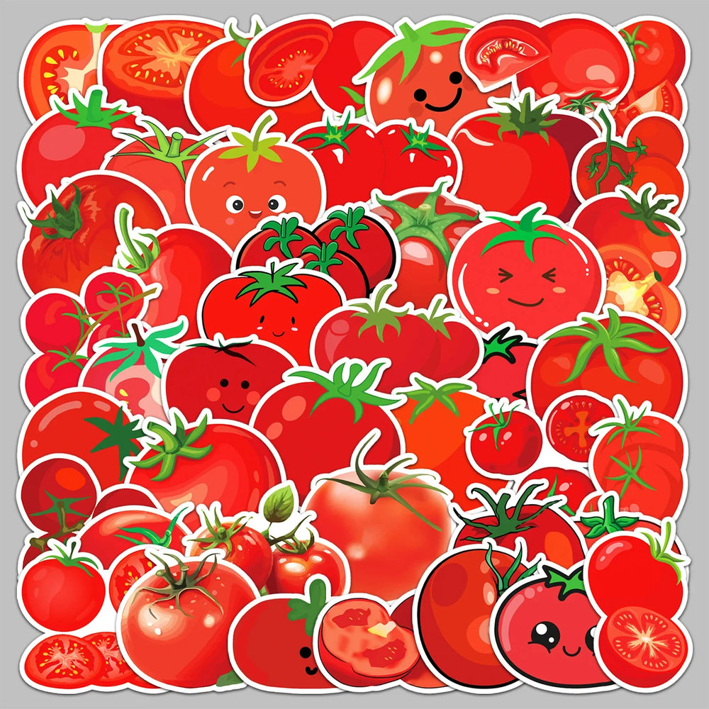 50pcs Cute Tomato Graffiti Stickers for Helmet, Wall, DIY Decoration (Online Order Only)