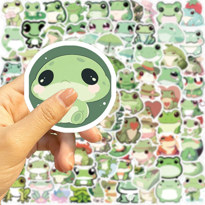 10/30/100PCS Cute Little Frog PVC Sticker Aesthetic Stationery School Supplies DIY Decoration Korean Scrapbooking for Kids (ONLINE ORDER ONLY)