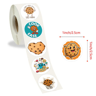 100-500pcs Cartoon Cookies Stickers for Yummy Dessert Sticker for Stationery Scrapbook Phone Art Bakery Sealed Label Decal (Online Order Only)