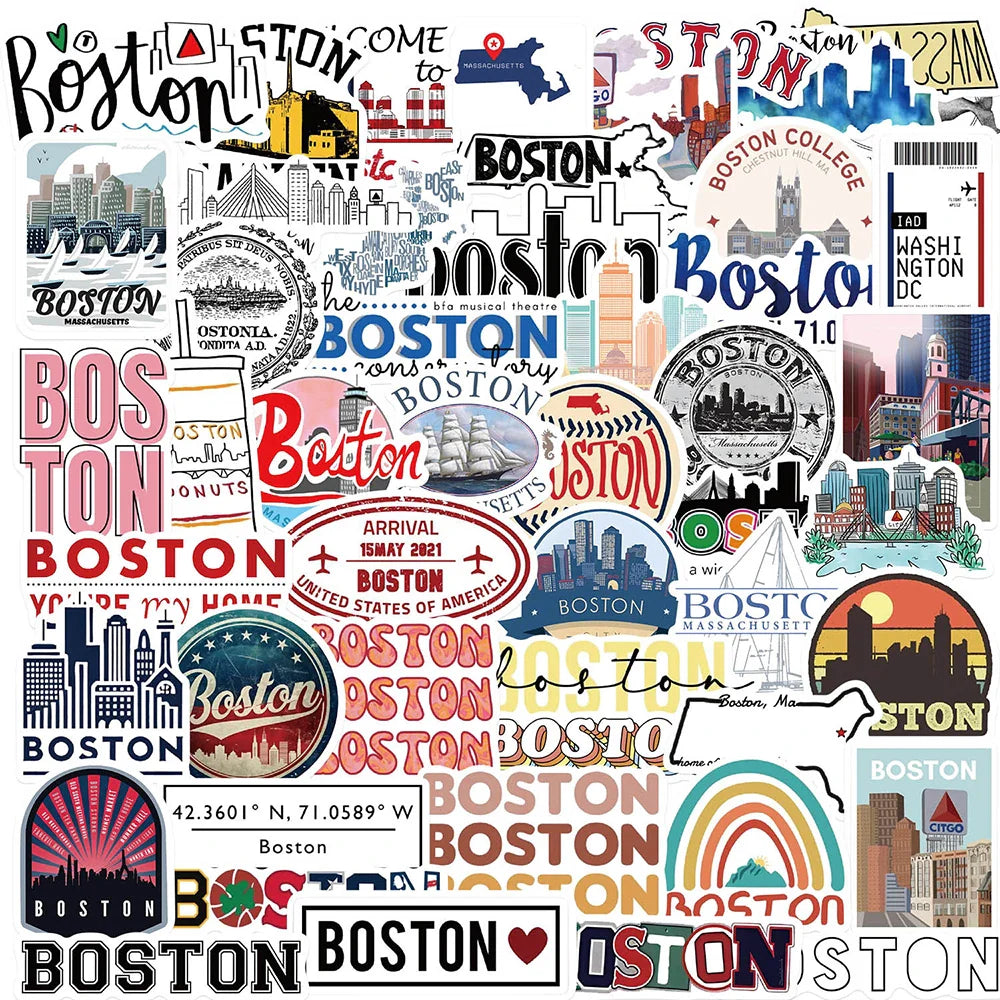 Boston Landscape Graffiti Stickers for Skateboard Laptop Phone Fridge Bike (Online Order Only)