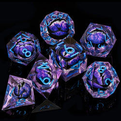 7 Piece Handcrafted Sharp Edged Dice Set With Liquid Core Eyeball (Online Order Only)