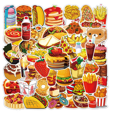 50pcs Cartoon Food Stickers for Helmet, Wall, DIY Decoration (ONLINE ORDER ONLY)