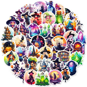 10/50pcs Cool Gothic Magic Witch Girl Stickers Aesthetic Anime Decorative Decals Laptop Motorcycle Guitar Car Waterproof Sticker (ONLINE ORDER ONLY)