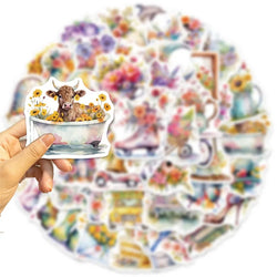 10/30/50PCS Cartoon Flower World PVC Sticker Aesthetic Decoration Scrapbooking Korean Stationery School Supplies for Kids (ONLINE ORDER ONLY)